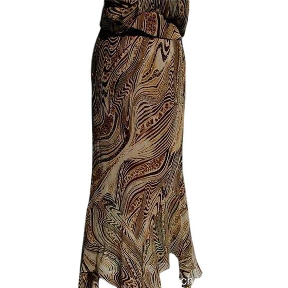 Cache Silk Tiger Animal Metallic Embellished Hankey Hem Lined Skirt New $188 NWT - Picture 1 of 5